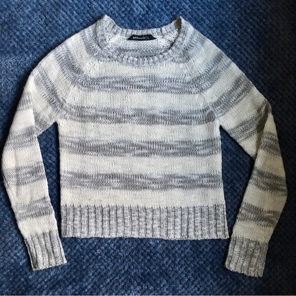 Short Striped Knit Sweater